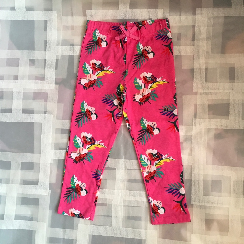 WonderKids Girls' Pink Floral Tropical Leggings size 4T.